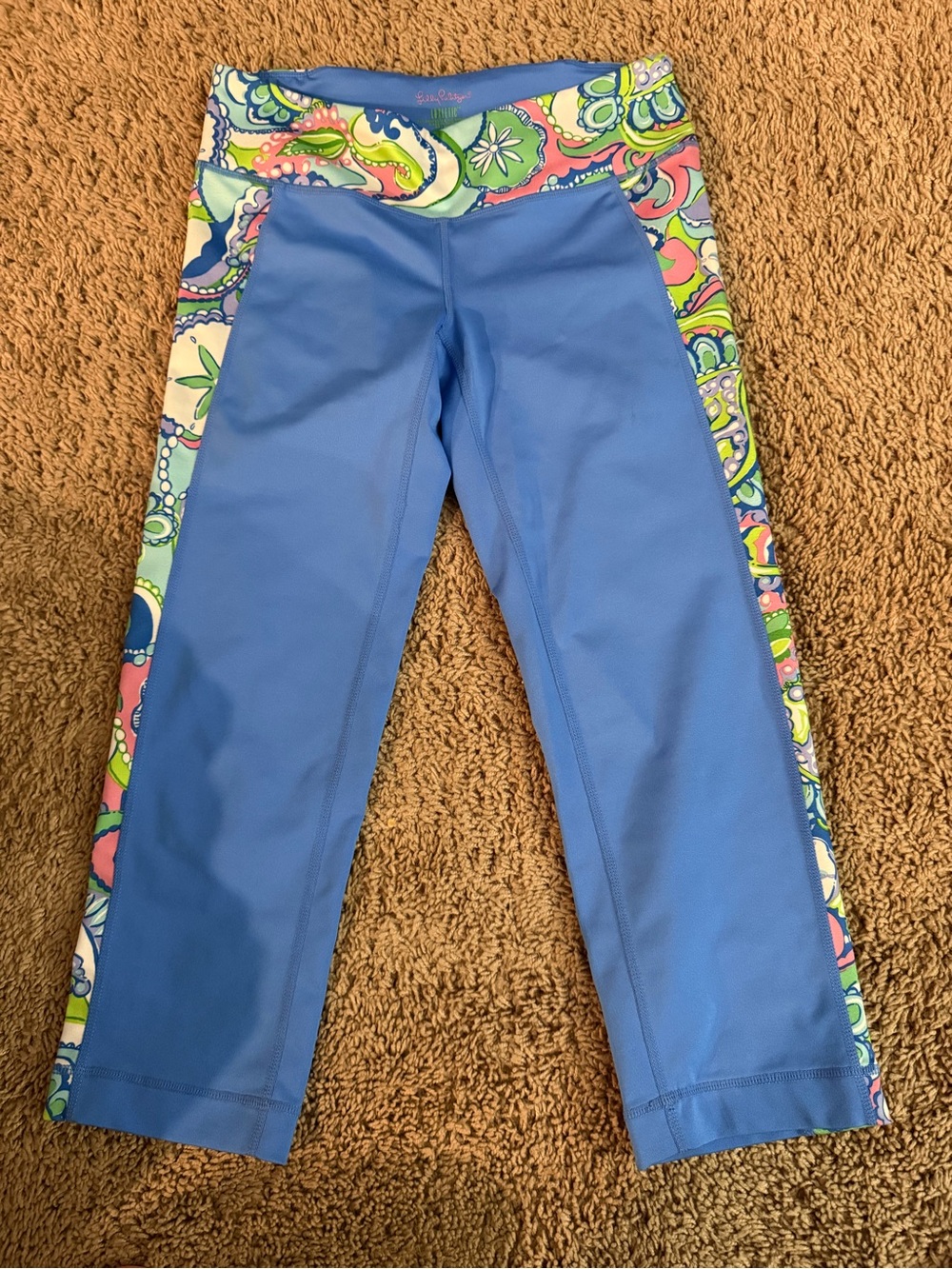 Lilly Pulitzer Blue women’s Performance Capri with Floral Side Panels